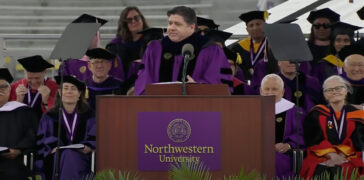 JB Pritzker giving the 2023 Commencement Speech at Northwestern University